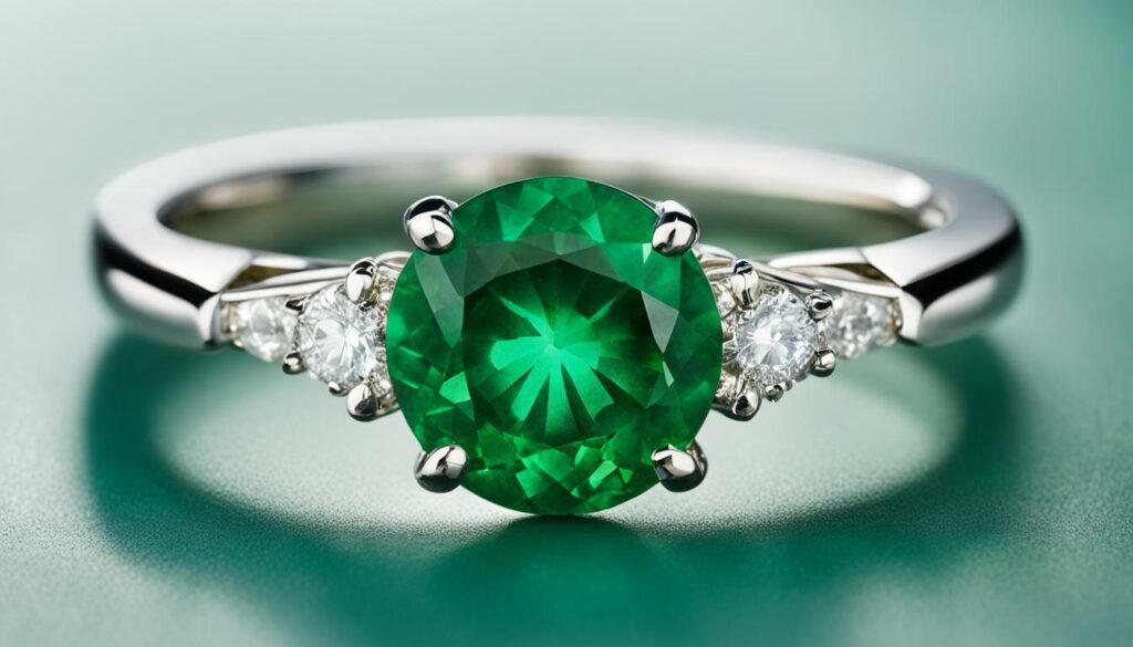emerald engagement ring with a classic solitaire setting